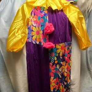 Vibrant Kids Clown Costume with Yellow and Purple Accents